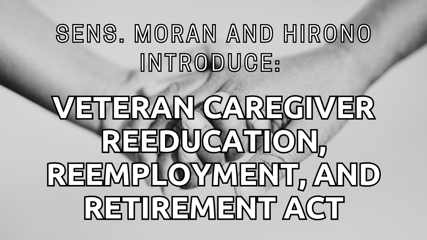 Sens. Moran, Hirono Introduce Veteran Caregiver Reeducation, Reemployment and Retirement Act black and white picture of two clasped hands